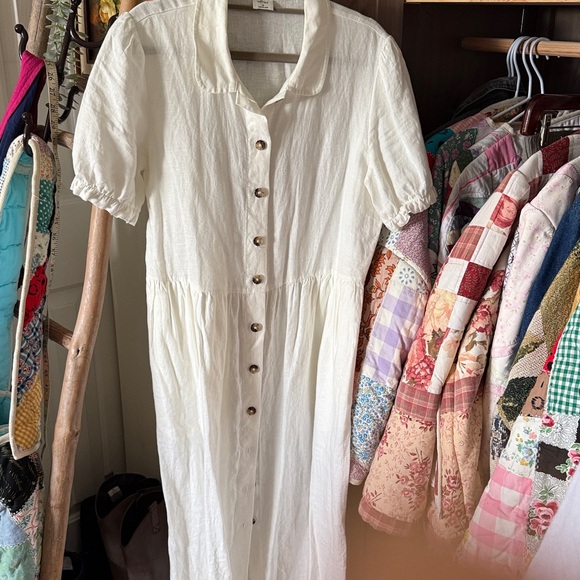 Wilfred Naeva 100% Linen Peter Pan midi button Dress - Picture 2 of 6